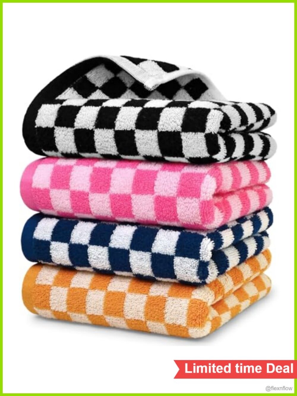 4 Pack 100% Cotton Checkered Hand Towels 13x29 Bathroom Kitchen